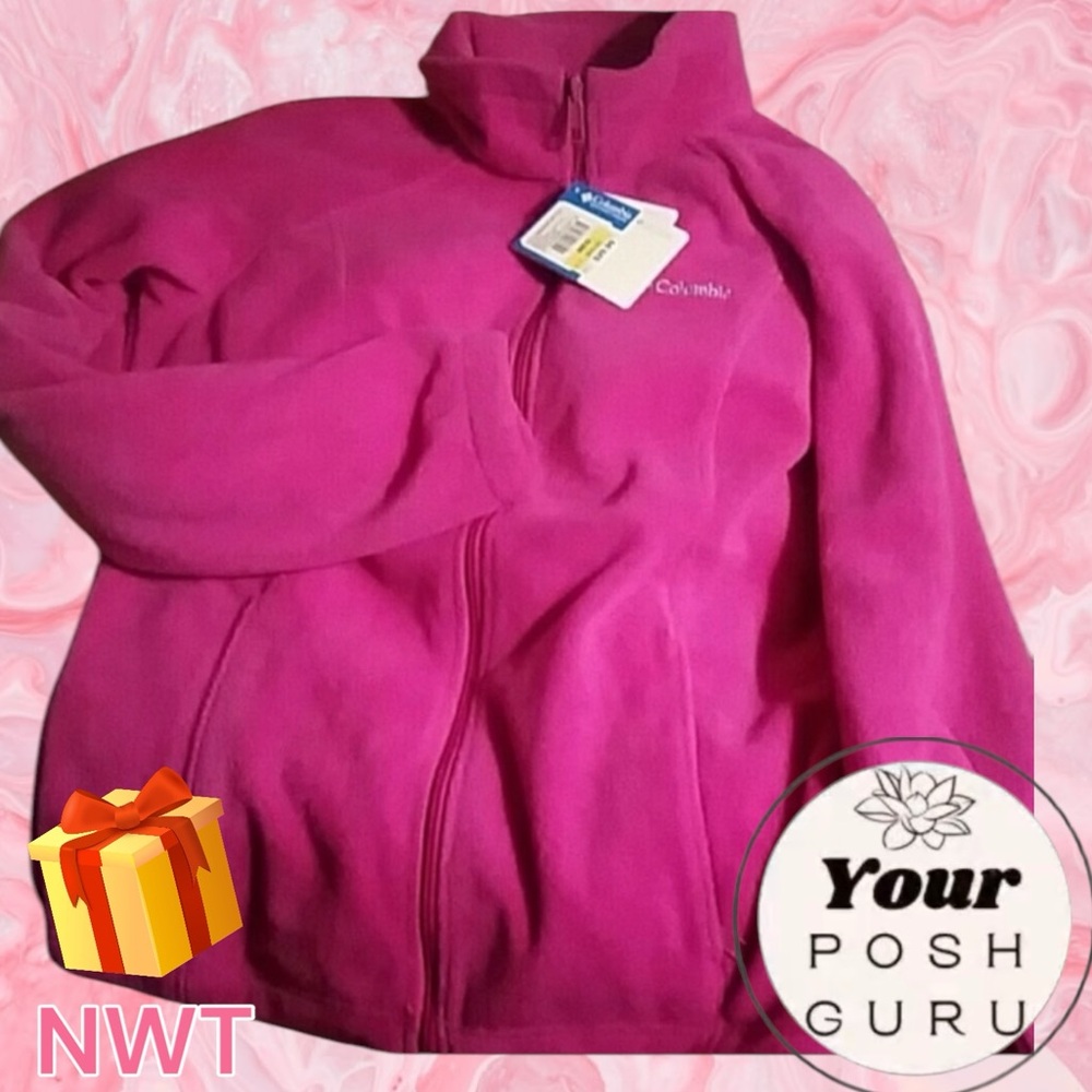 🎁NEW COLUMBIA ❄️ pink magenta zip up teddy jacket fleece coat